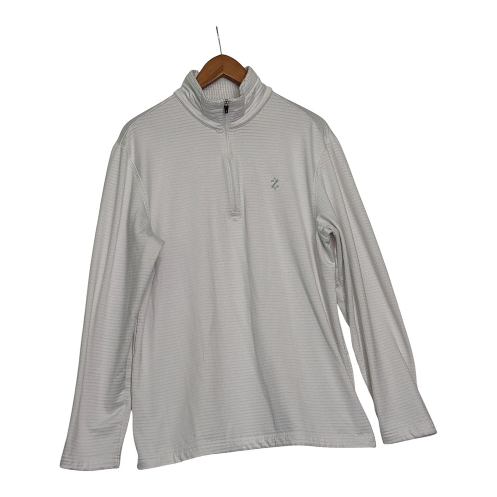 IZOD PerformX‎ Mens White Quarter Zip Pullover Waffle Texture Sweatshirt Size M